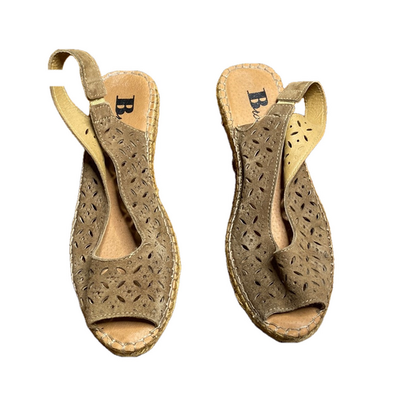 🌹 Browns 🌹 Soft Leather Wedge Espadrille Sandals - Picture 2 of 7